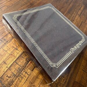 Vintage Leather-Bound Photo Album Gold Embossed Protective Clear Cover Blank Pgs